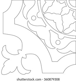 Unique coloring book square page for adults - pattern tile design, joy to older children and adult colorists, who like line art and creation. Black and white vector illustration
