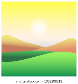 unique colourful mountain landscape with gradient background