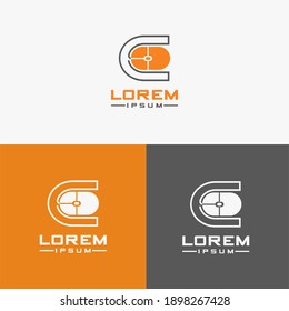 icono de ratón con logotipo combinado único y letra c plana