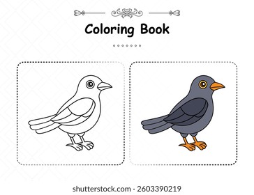 Unique Common Blackbird Illustration for Coloring Fun