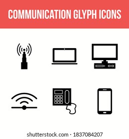 Unique Communication Glyph Vector Icon Set