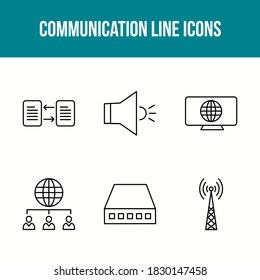 Conjunto de iconos del vector de línea de comunicación único