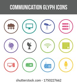 Conjunto de iconos de glifos vectoriales de comunicación único