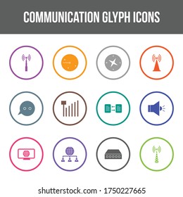 Conjunto de iconos de glifos vectoriales de comunicación único