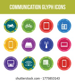 Unique communication vector glyph icon set