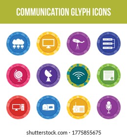 Unique communication vector glyph icon set