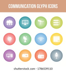 Unique communication vector glyph icon set