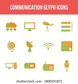 Unique communication vector glyph icon set