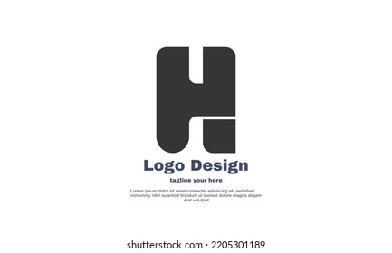 unique company business logo H black color flat design isolated on background.for personal company or business etc.