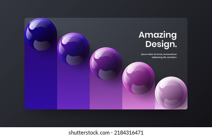 Unique company cover design vector template. Creative 3D balls presentation layout.