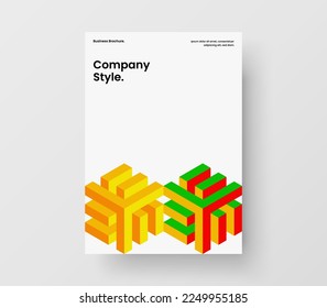 Unique company identity A4 vector design layout. Creative geometric tiles catalog cover illustration.