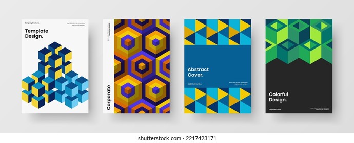 Composición única de plantillas vectoriales de diseño de identidad de empresa. Conjunto de diseño de folletos de mosaicos creativos.