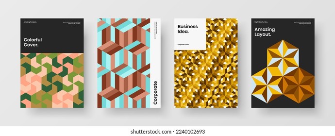 Unique company identity vector design layout composition. Abstract geometric pattern brochure illustration collection.