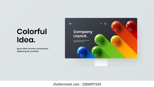 Unique computer display mockup presentation layout. Simple site screen design vector concept.
