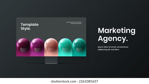 Unique computer display mockup web banner illustration. Colorful site design vector concept.