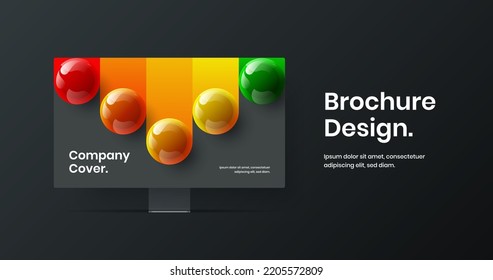 Unique computer display mockup website screen template. Creative landing page design vector layout.