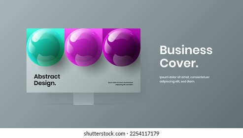 Unique computer monitor mockup web banner layout. Abstract site screen design vector illustration.