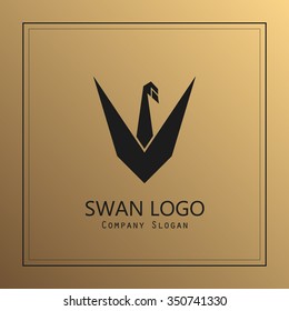 Unique concept. Geometric swan logo. Swan bird abstract vector logo design template. 