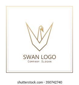 Unique concept. Geometric swan logo. Swan bird abstract vector logo design template. 