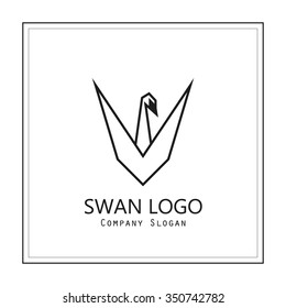 Unique concept. Geometric swan logo. Swan bird abstract vector logo design template. 
