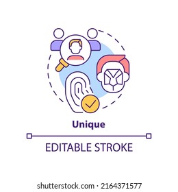 Unique Concept Icon. Biometric Data Benefit Abstract Idea Thin Line Illustration. Identifying Individuals. Specific Traits. Isolated Outline Drawing. Editable Stroke. Arial, Myriad Pro-Bold Fonts Used