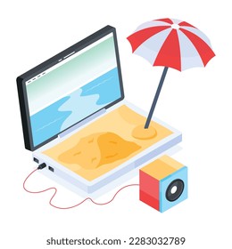 Unique concept icon of online vacation in 3d style 