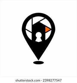Unique concept logo design. Diaphragm vector illustration with man and play symbol