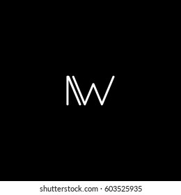 Unique connected black and white color stylish  NW WN W N initial based letter icon logo