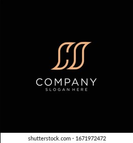 Unique connected elegant fashion brand black and white color HS initial based letter icon logo
