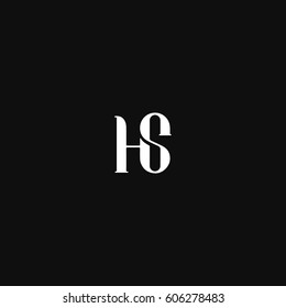 Unique connected elegant  fashion brand  black and white color HS SH  initial based letter icon logo