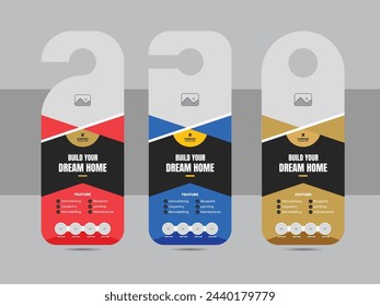 Unique construction or home repair door hanger design template or Modern real estate flyer design layout vector