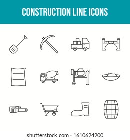 Unique Construction Line Icons Set	