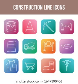 Unique Construction Line Icons Set	