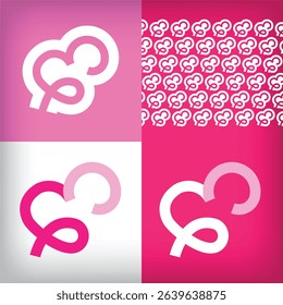 Unique continuous line heart logo design. For company use presentation set, Health and clinic icon