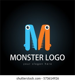 An unique, cool, and futuristic monster alphabet logo concept in black background for business, company, and organization