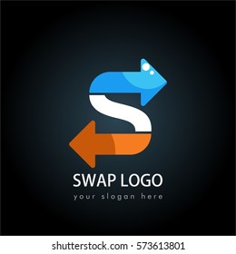 An Unique, Cool, And Futuristic Swap Alphabet Logo Concept In Black Background For Business, Company, And Organization