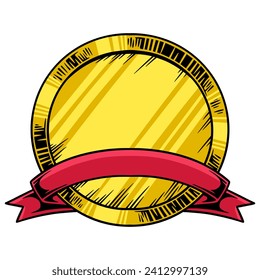 Unique and cool gold medal vector icon design image for certificates and awards