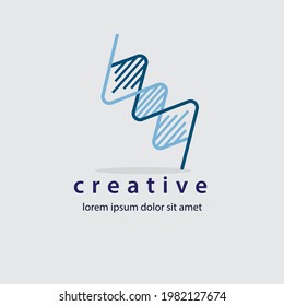 Unique and cool logo. In the form of DNA. Combination circle. In the form of a genetic ladder