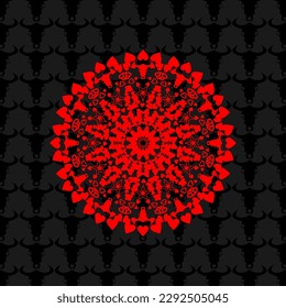 unique and cool mandala illustration, bull and skull ornament, unique background.