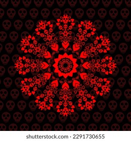 unique and cool mandala illustrations, ornaments, skull backgrounds.