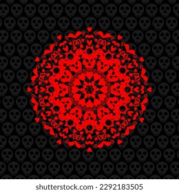 unique and cool mandala illustrations, ornaments, skull backgrounds.