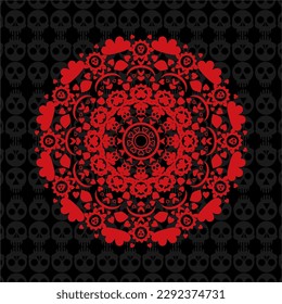 unique and cool mandala illustrations, ornaments, skull backgrounds.