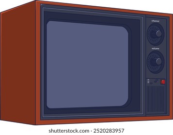 Ilustración vectorial única y fresca de un televisor anticuado, adecuado para las necesidades de diseño con una temática anticuada o sobre la televisión