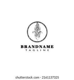 logotipo de maíz único caricatura icono diseño plantilla negro vector aislado