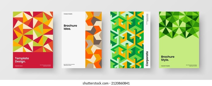 Einzigartiges Corporate Broschüren Design, Vektorgrafik-Set. Konzeption des Konzepts für viudierte Mosaikhexagons.