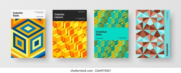Einzigartiges Corporate Broschüren Design, Vektorgrafik-Layout-Set. Moderne Kollektion geometrischer Muster für die Vorderseite der Vorlage.