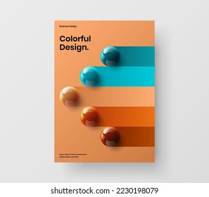 Ilustración vectorial de diseño de folletos corporativos única. Concepto original de presentación de bolas realistas.
