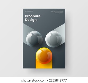 Unique corporate brochure design vector concept. Minimalistic realistic balls poster template.