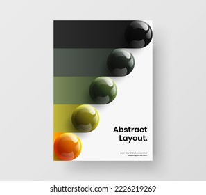 Unique corporate cover vector design concept. Amazing 3D balls brochure layout.