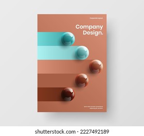 Concepto único de vector de portada corporativa. Plantilla de folletos de bolas 3D de moda.